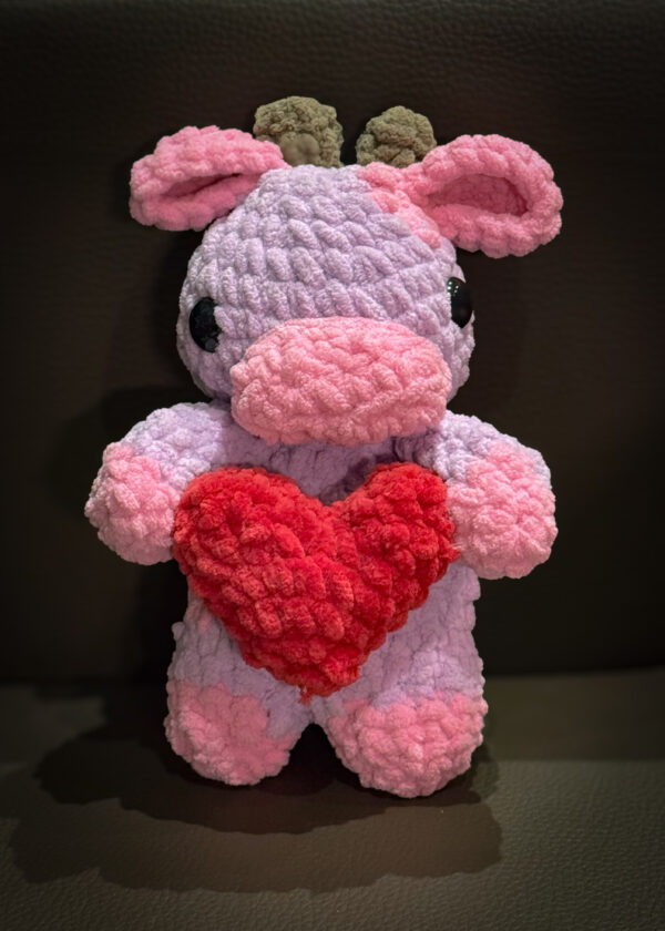 Happy cow with heart plushie